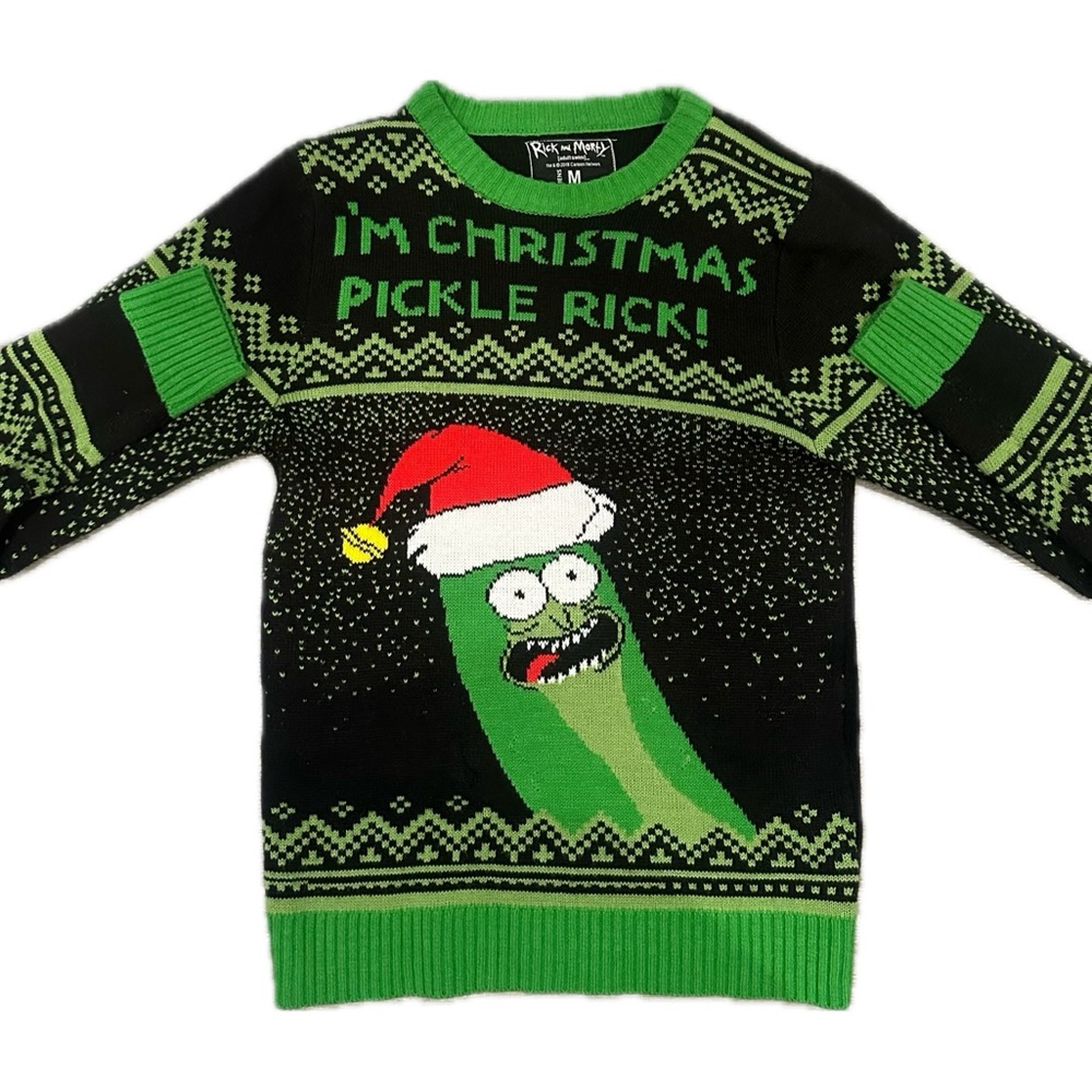 Rick and Morty Christmas Pickle Rick Sweater